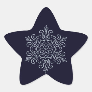 Pegatina En Forma De Estrella Snowflake Ornate