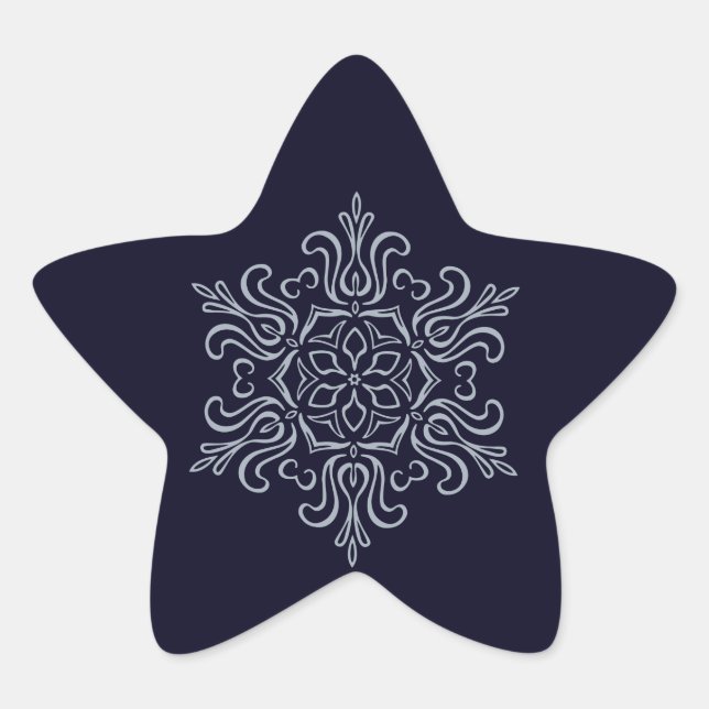 Pegatina En Forma De Estrella Snowflake Ornate (Anverso)