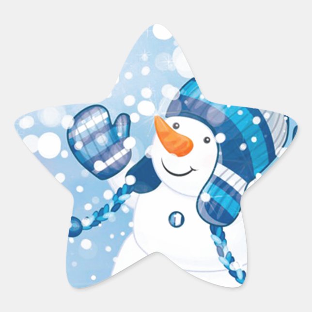 Pegatina En Forma De Estrella Snowman (Anverso)