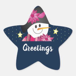 Pegatina En Forma De Estrella Snowman Y Stars