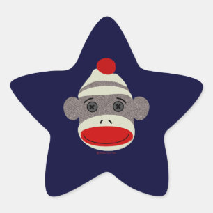 Pegatina En Forma De Estrella Sock Monkey Face