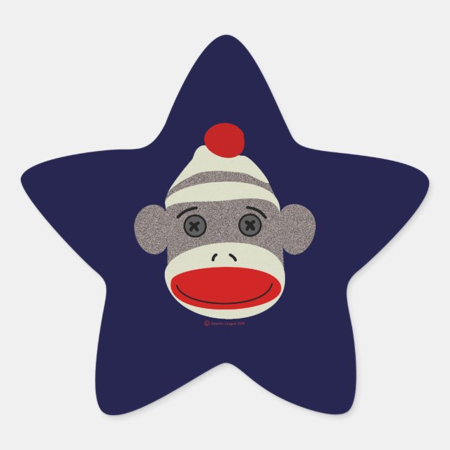 Pegatina En Forma De Estrella Sock Monkey Face (Anverso)