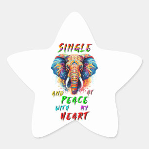 Pegatina En Forma De Estrella Soltero Y En Paz Con Mi Corazón