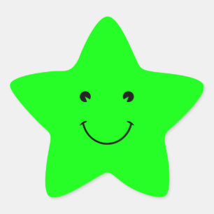 Pegatina En Forma De Estrella Sonrisa Verde Lima