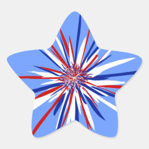 Pegatina En Forma De Estrella Starburst rojo blanco y azul