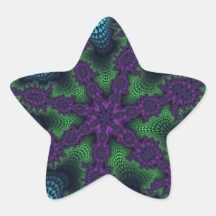 Pegatina En Forma De Estrella Starburst verde azulado y verde
