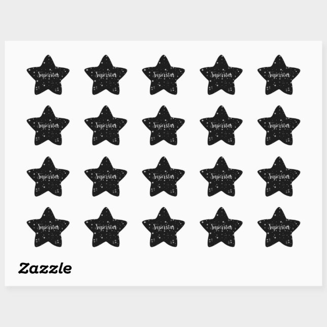 Pegatina En Forma De Estrella Starlight Sparkles Black and White Stars (Hoja)