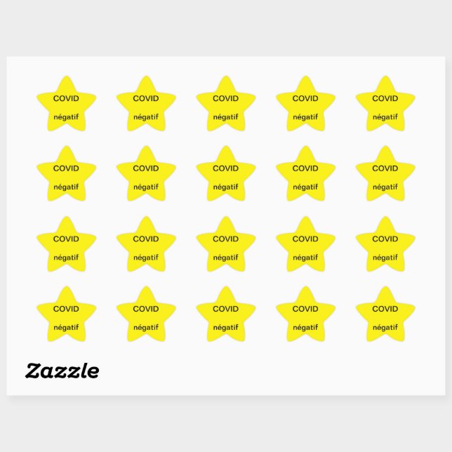 Pegatina En Forma De Estrella Sticker étoile jaune COVID négatif (Hoja)