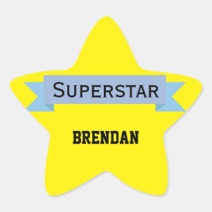 Pegatina En Forma De Estrella Superstar con nombre
