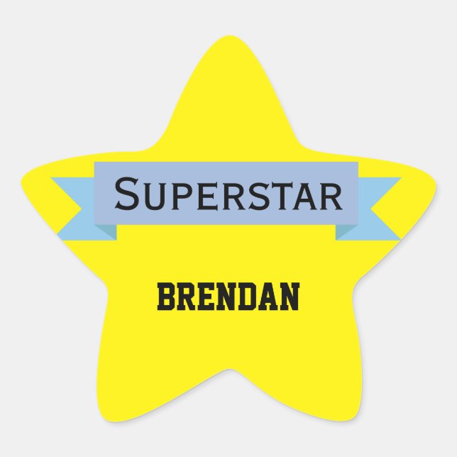 Pegatina En Forma De Estrella Superstar con nombre (Anverso)