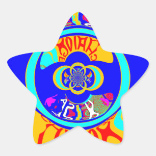 Pegatina En Forma De Estrella Surco psicodélico: energía abstracta de arte pop