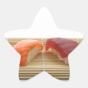 Pegatina En Forma De Estrella Sushi Japonés Delicioso Comida Asiática Sabroso