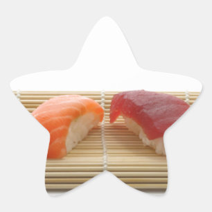Pegatina En Forma De Estrella Sushi japonés delicioso delicioso alimento asiátic