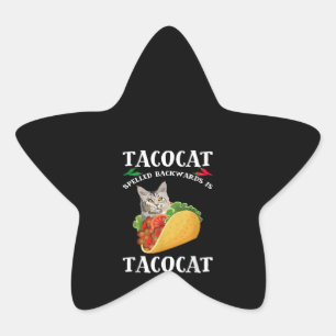 Pegatina En Forma De Estrella Taco y gato - El tacocat hacia atrás es Tacocat
