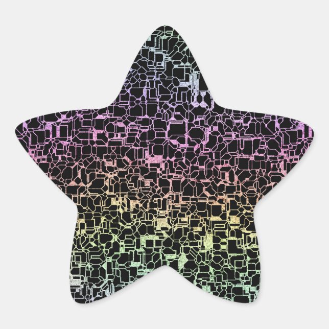 Pegatina En Forma De Estrella techno rainbo : (Anverso)