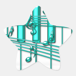 Pegatina En Forma De Estrella Teclado de piano turquesa