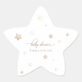 Pegatina En Forma De Estrella Teddy Bear Sobre El Baby Shower Neutral De La Luna