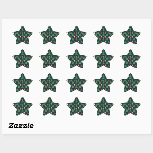 Pegatina En Forma De Estrella Tema de vacaciones de Navidad (Hoja)