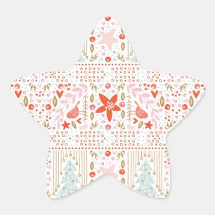 Pegatina En Forma De Estrella Tema de vacaciones de Navidad colorido