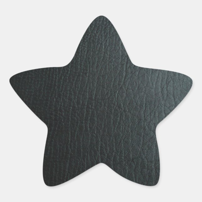 Pegatina En Forma De Estrella Textura falsa de cuero negro (Anverso)