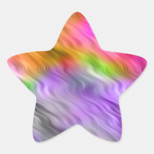 Pegatina En Forma De Estrella Textura ondulada con orquídea púrpura