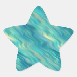 Pegatina En Forma De Estrella Textura ondulada de hidrangea azul