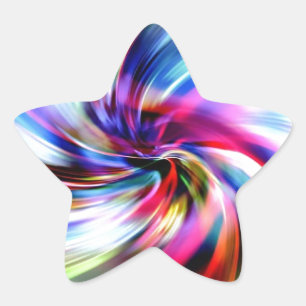 Pegatina En Forma De Estrella Tie Dye Multicolor Arcoiris Electrónico Swirls