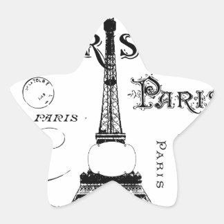 Pegatina En Forma De Estrella Tipografía Caligrafía París Francia Torre Eiffel