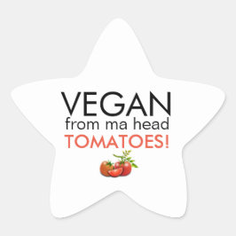 Pegatina En Forma De Estrella Tipografía divertida Vegan de los tomates de la ca