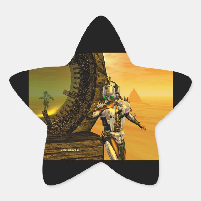 PEGATINA EN FORMA DE ESTRELLA TITAN EN EL DESIERTO DE LA HIPERIÓN (Anverso)