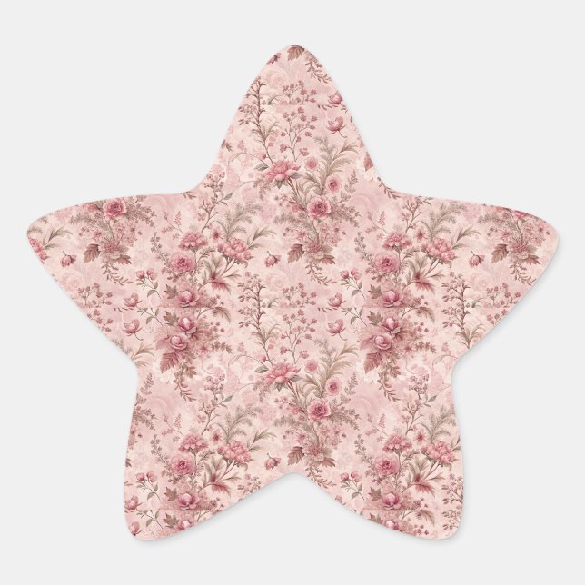 Pegatina En Forma De Estrella Toile francesa pastel (Anverso)