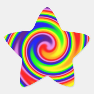 Pegatina En Forma De Estrella Torcida Brillante de Colores de Arcoíris Enfoque S