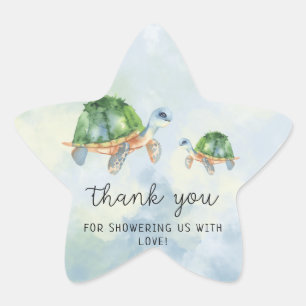 Pegatina En Forma De Estrella Tortuga marina - agradecimiento por baby shower