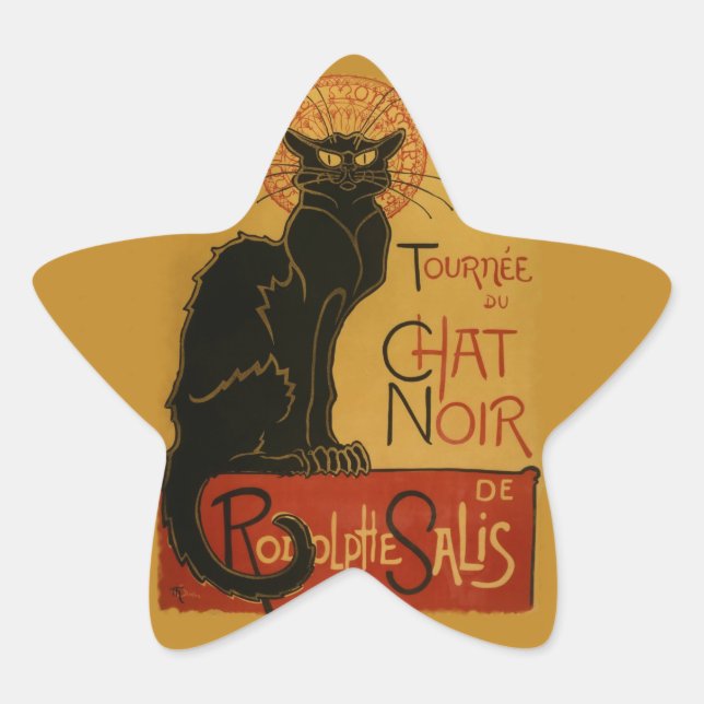 Pegatina En Forma De Estrella Tournee de Chat Noir Gato Negro (Anverso)