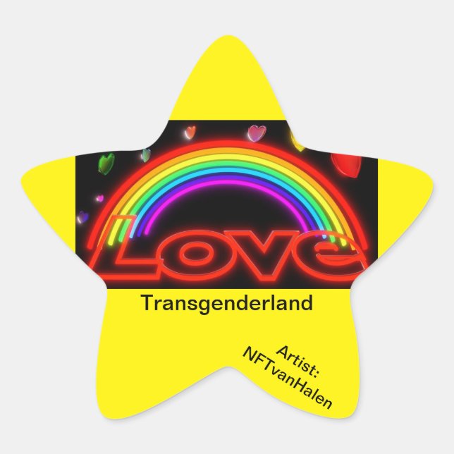 Pegatina En Forma De Estrella Transgenderland: (Anverso)