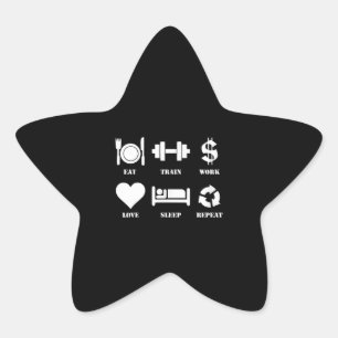 Pegatina En Forma De Estrella Tren Coma Tren Trabajo Amor Dormir Repetir Gimnasi