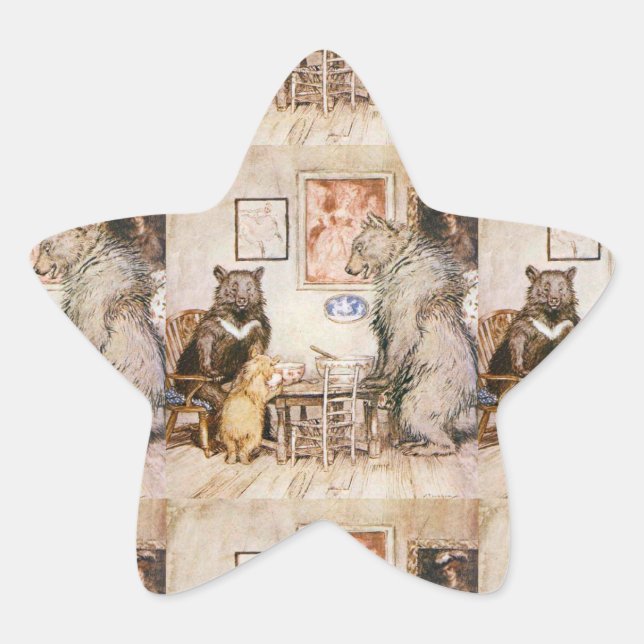 Pegatina En Forma De Estrella Tres osos no goldie (Anverso)