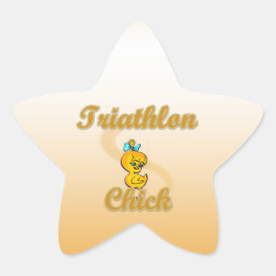 Pegatina En Forma De Estrella Triathlon Chick