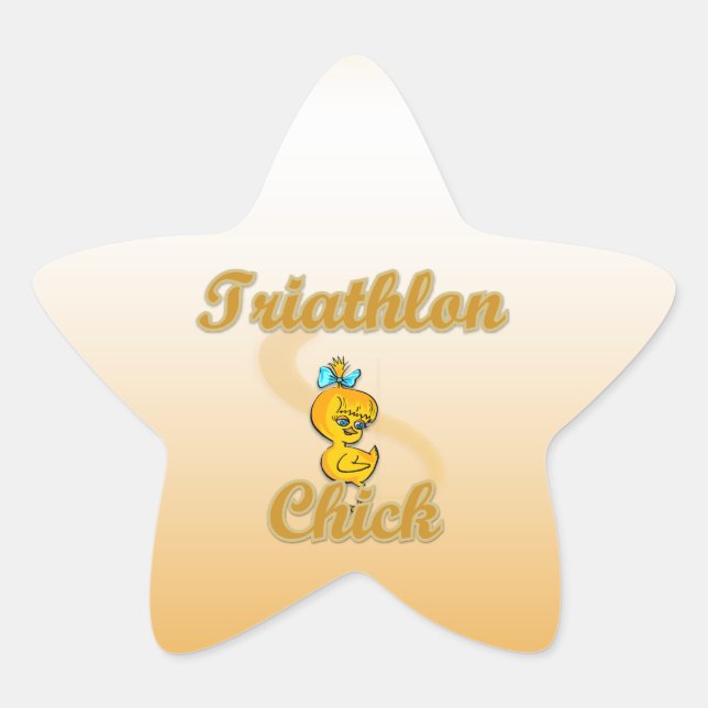 Pegatina En Forma De Estrella Triathlon Chick (Anverso)