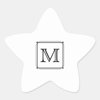 Pegatina En Forma De Estrella Tu carta. Monograma personalizado. Blanco y negro