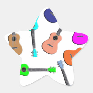 Pegatina En Forma De Estrella Ukulele Rainbow