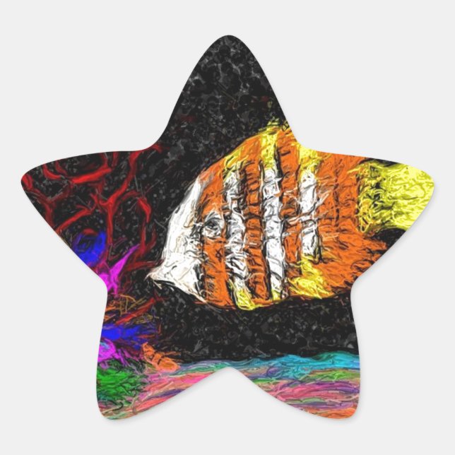 Pegatina En Forma De Estrella Un Pescado De Muchos (Anverso)