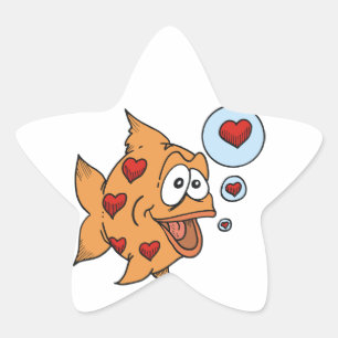 Pegatina En Forma De Estrella Un pez enamorado -
