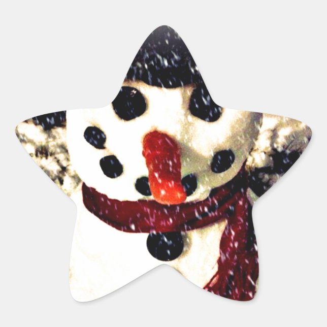 Pegatina En Forma De Estrella Vacaciones que dejen que nieve Adorable Snowman (Anverso)