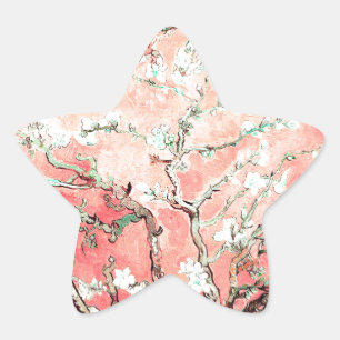 Pegatina En Forma De Estrella Van Gogh Almond Blossoms Peach