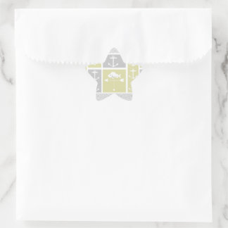 Pegatina En Forma De Estrella Vane del clima de peces náutico amarillo y gris