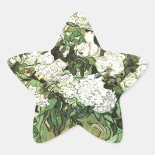 Pegatina En Forma De Estrella Vase con Rosas - Van Gogh
