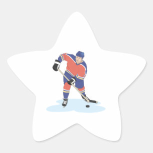 Pegatina En Forma De Estrella vector gráfico de jugador de hockey sobre hielo co