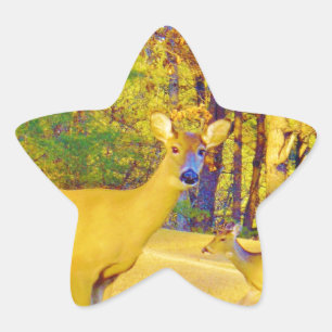 Pegatina En Forma De Estrella Venado de color turbio con azul claro