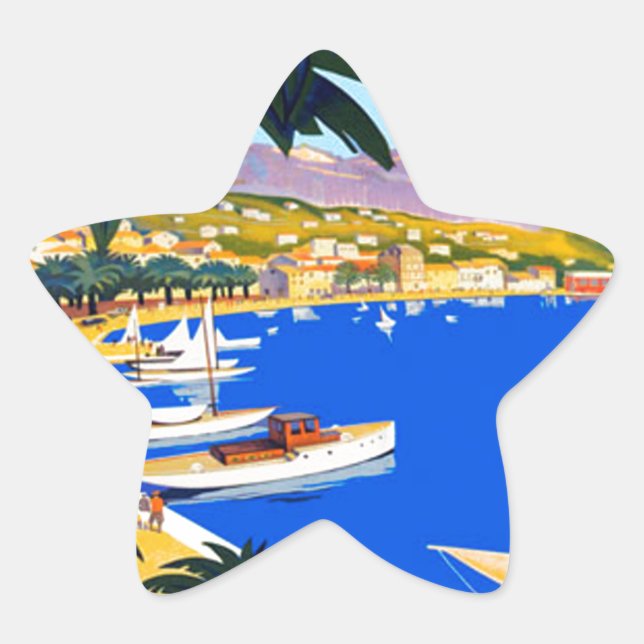 Pegatina En Forma De Estrella Viaje en la Costa Azul (Anverso)